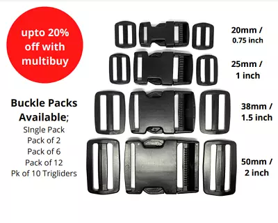 £1.95 • Buy Webbing Buckle Quick Release Clip Clasp 3/4  1  1 1/2  2  / 20mm 25mm 38mm 50mm