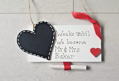 Personalised Wedding Countdown Chalkboard  Plaque Sign Engagement Gift Mr & Mrs • £5.97