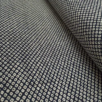 Japanese Traditional Dotted Print On Navy Cotton Fabric Per 50cm 88225 15 • £4