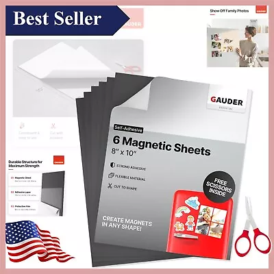 Flexible Magnetic Sheets 8” X 10” With Easy Application - 6-Piece Black Pack • $21.95