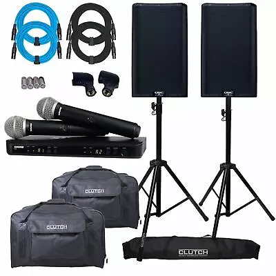 QSC K12.2 12  Powered Active DJ PA Speakers + BLX288/PG58 Wireless Mic System... • $2306.40