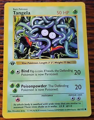 $13.99 • Buy 1st Edition Shadowless Tangela 66/102 Pokemon Base Set Card | LP