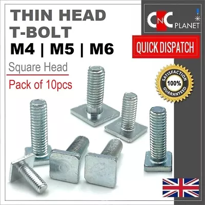 Ultra Thin Head T Bolt Square Head Screws Bolt M4 M5 M6 For T Slot Track Profile • £6.75