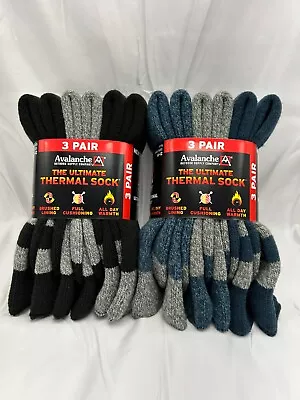 Avalanche Men Ultimate Thermal Crew Socks 6-12 Shoe Size (3 Pair) All Day Warmth • $15.95