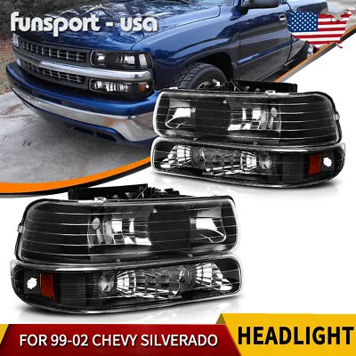 Headlights W/ Bumper Light Headlamps For 99-02 Silverado 00-06 Tahoe Suburban • $55.99