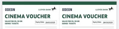 X 6 Odeon Cinema Tickets • £10