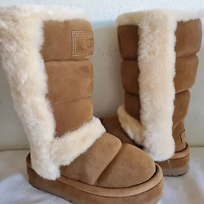 Defect Womens Size 8 Chestnut Ugg Classic Chillapeak Tall Suede Boots 1145990 • $203.96