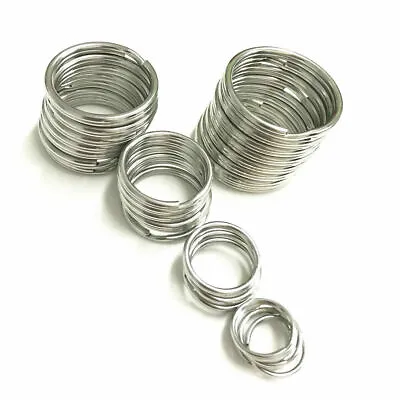 £2.99 • Buy Stainless Steel Keyring Blanks Split Key Rings 10-50mm Loop Silver Key Chain DIY