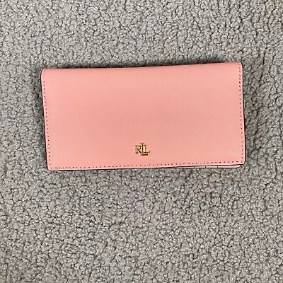 Lauren Ralph Lauren Crosshatch Leather Slim Snapped-Closure Wallet Pink NWOT • $49.97