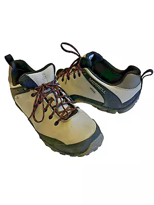 Merrell Chameleon 8 Leather Mens 13 Grey Hiking Trail Vibram Waterproof • $49.87