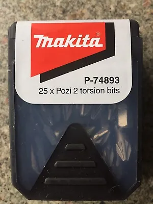 Original Makita P-74893 Pozi 2 Torsion Screwdriver Bits In Tic Tac Box Pack Of25 • £8.55