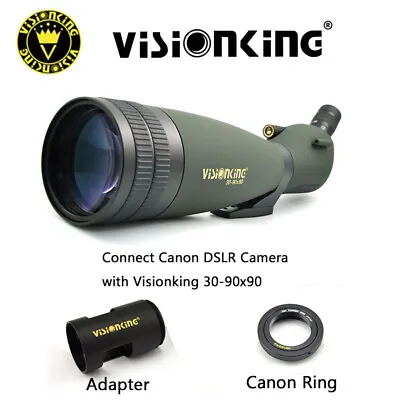 Visionking 30-90x90 45° Angled Zoom Waterproof Spotting Scope DSLR Camera Mount • £160.99