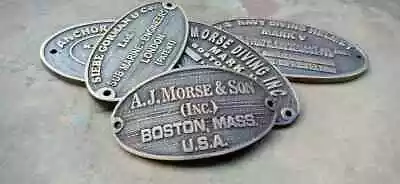 A.J. Morse Solid Brass Antique Diving Divers Helmet Different Name Plate 5 Piece • $79.50