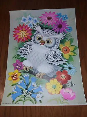 Vtg 1973 Donald Art Co. 9  X 12  Prints Cute Owls Signed K Chin 3 Available • $9.99