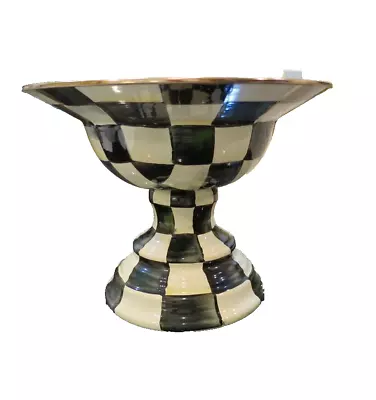 New Mackenzie Childs Courtly Check Large Enamel Pedestal Compote Bowl • $199.99