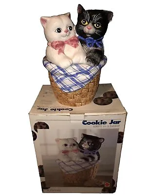 Jcpenney Cookie Jarkittens In A Basket 12 1/2  Tall Rareused G-1-1 • $65