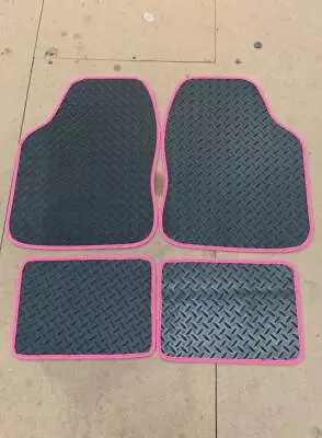 FOR: VOLVO C30 C70 - UNIVERSAL Car Floor Mats Black Rubber & PINK TRIM • $16.15