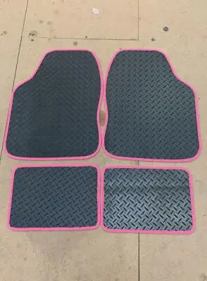 FOR: VOLVO V40 V50 V60 V70 - UNIVERSAL Car Floor Mats Black Rubber & PINK TRIM • $16.17