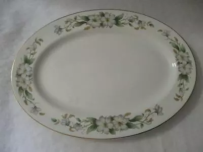 Embassy Vitrified China USA Oval Serving Platter White Floral Gold Excellent 13  • $24