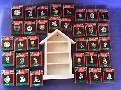 Hallmark 1990 House Shadow Memory Box With Lot Of 34 1991 Miniature Ornaments • $35