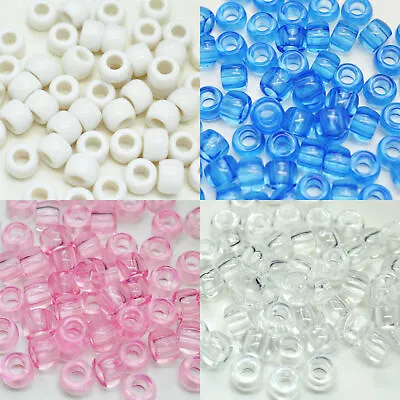 Barrel Pony Beads Opaque Transparent Dummy Clip Hair Making Baby Pink Blue *UK* • £3.24