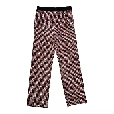 Smart Silk Trousers Size Small 12 L34 Zipped Pockets Grey Red White ZARA Woman • £40