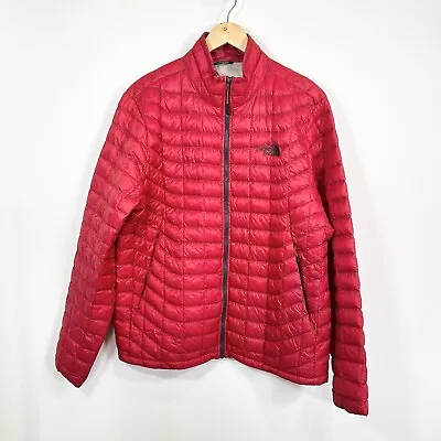 The North Face Thermoball Red Full Zip Puffer Jacket Men’s L Quilted Puffer Coat • $71.99