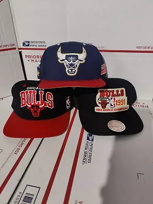 Lot Of 3  Mitchell & Ness Chicago Bulls Snapbacks 1991 Champions  • $38