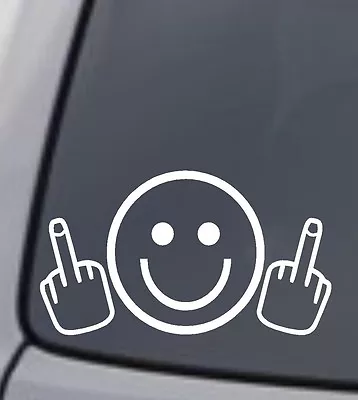 SMILEY FACE MIDDLE FINGER Vinyl Decal Sticker Car Window Wall Bumper Funny • $3.69