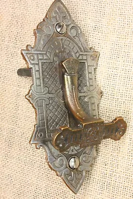 Old Mechanical Doorbell Pull Lever Nickel Brass Vintage 1870s Victorian Eastlake • $173.91