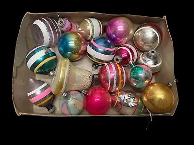 Lot Of 18 Vintage Christmas Glass Ornaments Lot Stripes Indent Glitter Ombre • $59.99