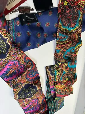 $225 NEW Etro  Silk Paisley Dress  SCARF  Paisley Silk Twill 7cmX 140cm+gift Bag • $96.25