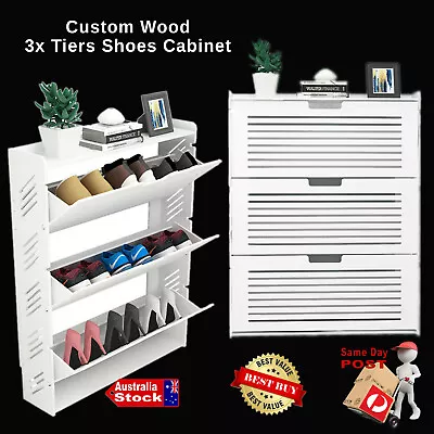 $85.90 • Buy Three Tier Shoe Rack Cabinet Storage Space Dust Free Home Tidy Organiser