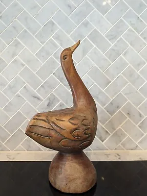 $19.50 • Buy Vintage Folk Art Hand Carved Wood Goose Duck Bird Statue Figure Signed “Billy”
