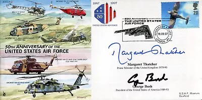 USAF United States Air Force FDC Signed By Margaret Thatcher And George Bush • $616.58