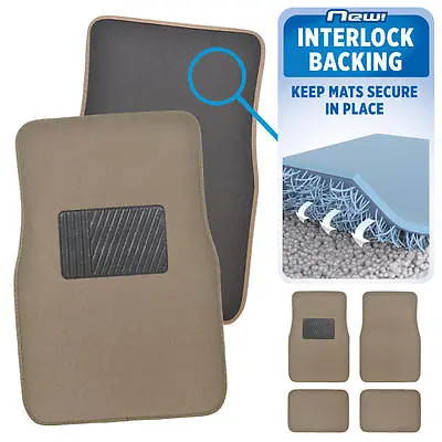 $20.23 • Buy Beige Tan Carpet Floor Mats For Car Auto No-Slippage Interlock Technology Secure