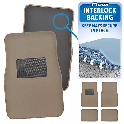 $24.99 • Buy Beige Tan Carpet Floor Mats For Car Auto No-Slippage Interlock Technology Secure
