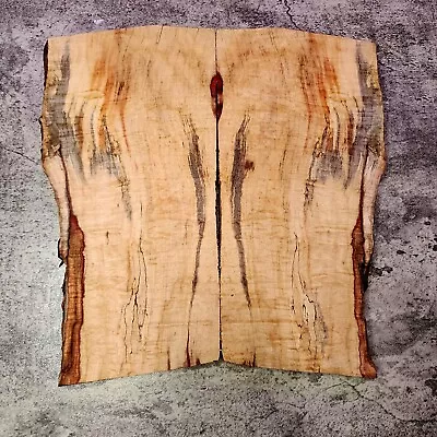 Matched Set Of 2 Flame Box Elder Maple Live Edge Burl Slice Boards 14”x5.5-7”x1” • $39.99