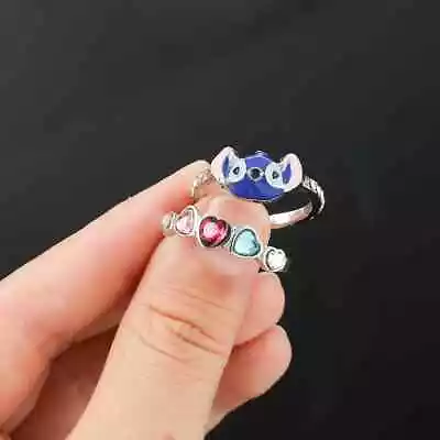 Little Monster Anime Cartoon Lilo & Stitch Angel Fashion Ring Adult Jewelry Gift • $8.44