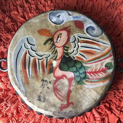 $45 • Buy Double Sided Chinese Leather Drum Dragon Bird Hand Painted