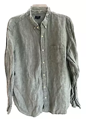 J. Crew 100% Linen Button Front Shirt Men's XL Solid Green • $18