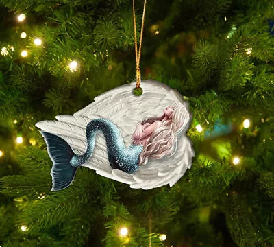 Mermaid Sleeping Angel Car Ornament Mermaid Angel Wings Christmas Ornament Gift • $19.99