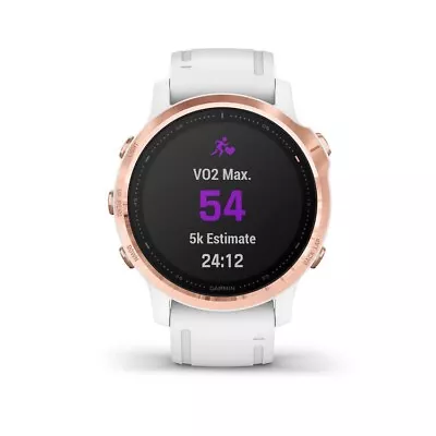 Garmin Fenix 6S Pro 42mm Case With Silicone Band GPS Watch Rose Gold/white • $495