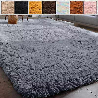 Fluffy Rug Anti-Slip Large Shaggy Rugs Super Soft Mat Living Room Bedroom Carpet • £8.99