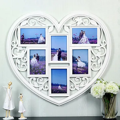 Large Photo Frame White Hanging Heart Shaped Multi Picture Love Frames Gift UK • £12.99