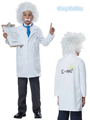 SN-G3-5 Albert Einstein Boys Physicist Mad Scientist Halloween Costume Coat Wig • $14.22