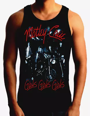 MOTLEY CRUE GIRLS GIRLS GIRLS Heavy Metal Band Black Tank Top • $12.99