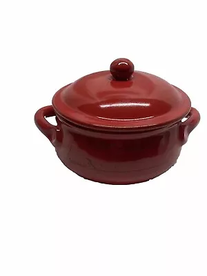RARE Mamma Ro Red Earthenware Pot Casserole W/ Handles And Lid • $35