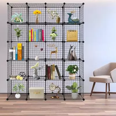 20-Cube Metal Grids Wire Cube Storage Organizer Closet Cabinet (47 X 14 X 70)  • $63.99