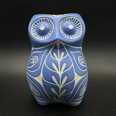 Vtg PABLO ZABAL Chilean Pottery BLUE WHITE OWL Ceramic Figurine 5  CHILE • $39.95